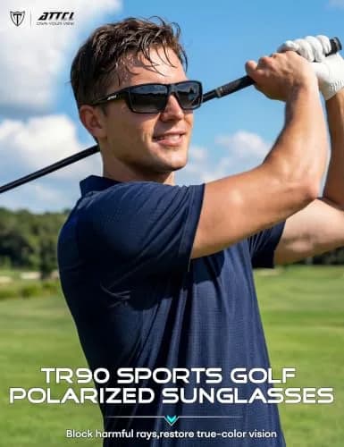 ATTCL Polarized Sunglasses Men TR90 Wrap Around UV400 Fishing Sports Rectangular 63mm Lens Width thumbnail 9
