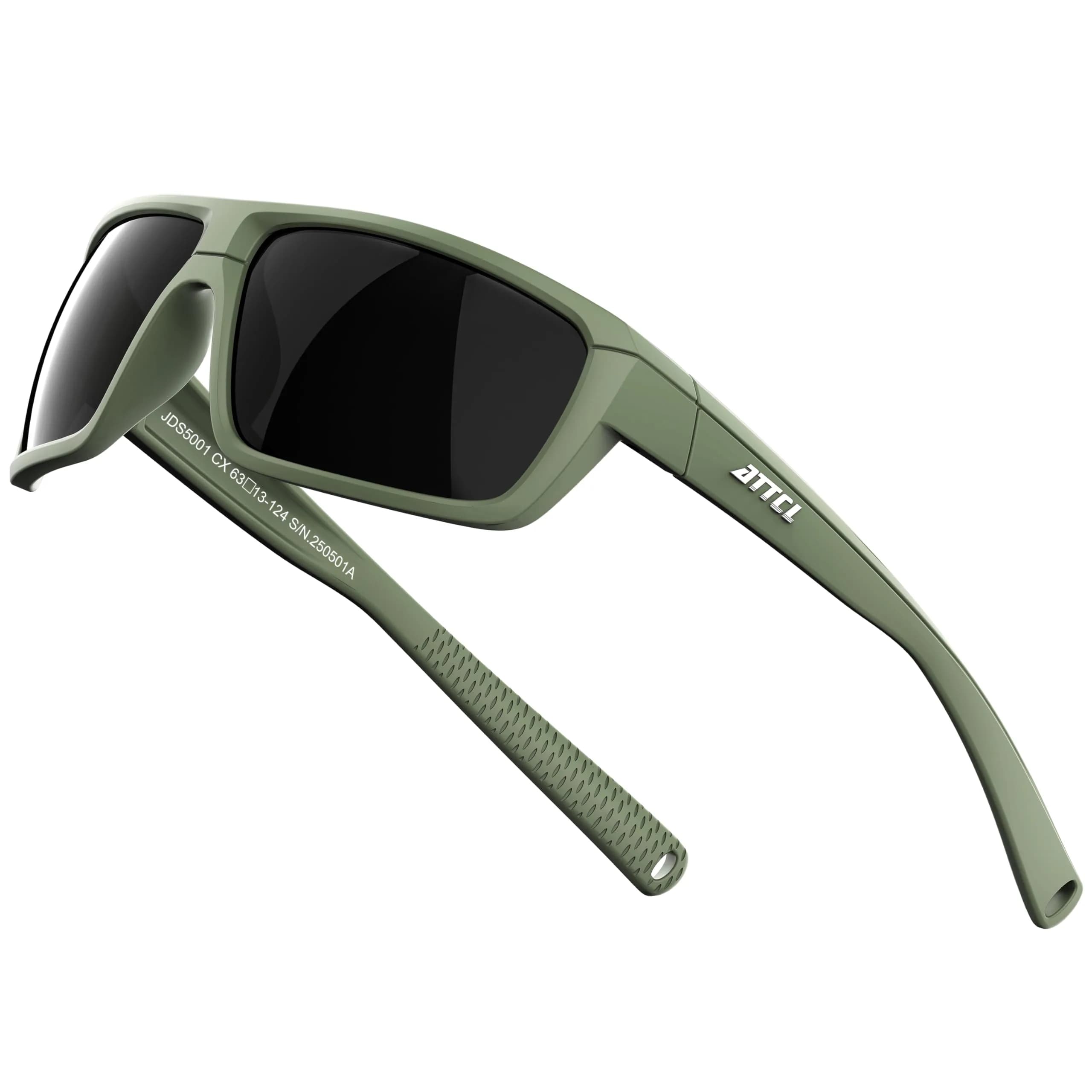 ATTCL Polarized Sunglasses for Men, TR90 Wrap Around UV400, 63mm Lens Width | Fishing Sports — 2026-luxury-green-grey /Not Mirrored