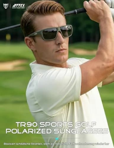 ATTCL Polarized Sunglasses for Men, TR90 Wrap Around UV400, 63mm Lens Width | Fishing Sports thumbnail 4
