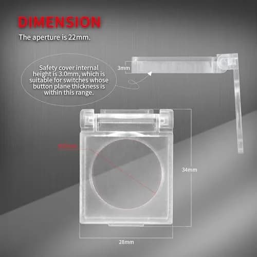 DAIERTEK 22mm Push Button Switch Cover Guard Protector, Transparent Plastic, 3-Pack | Child-Proof, Dust-Proof, Waterproof thumbnail 2
