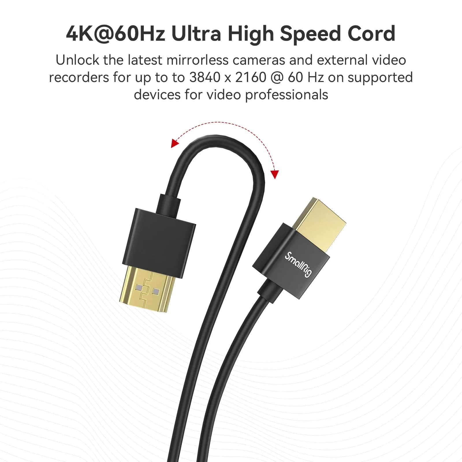 SmallRig Ultra-Slim HDMI Cable 55cm (1.8ft) | 4K@60Hz High Speed Data Transfer - view 5