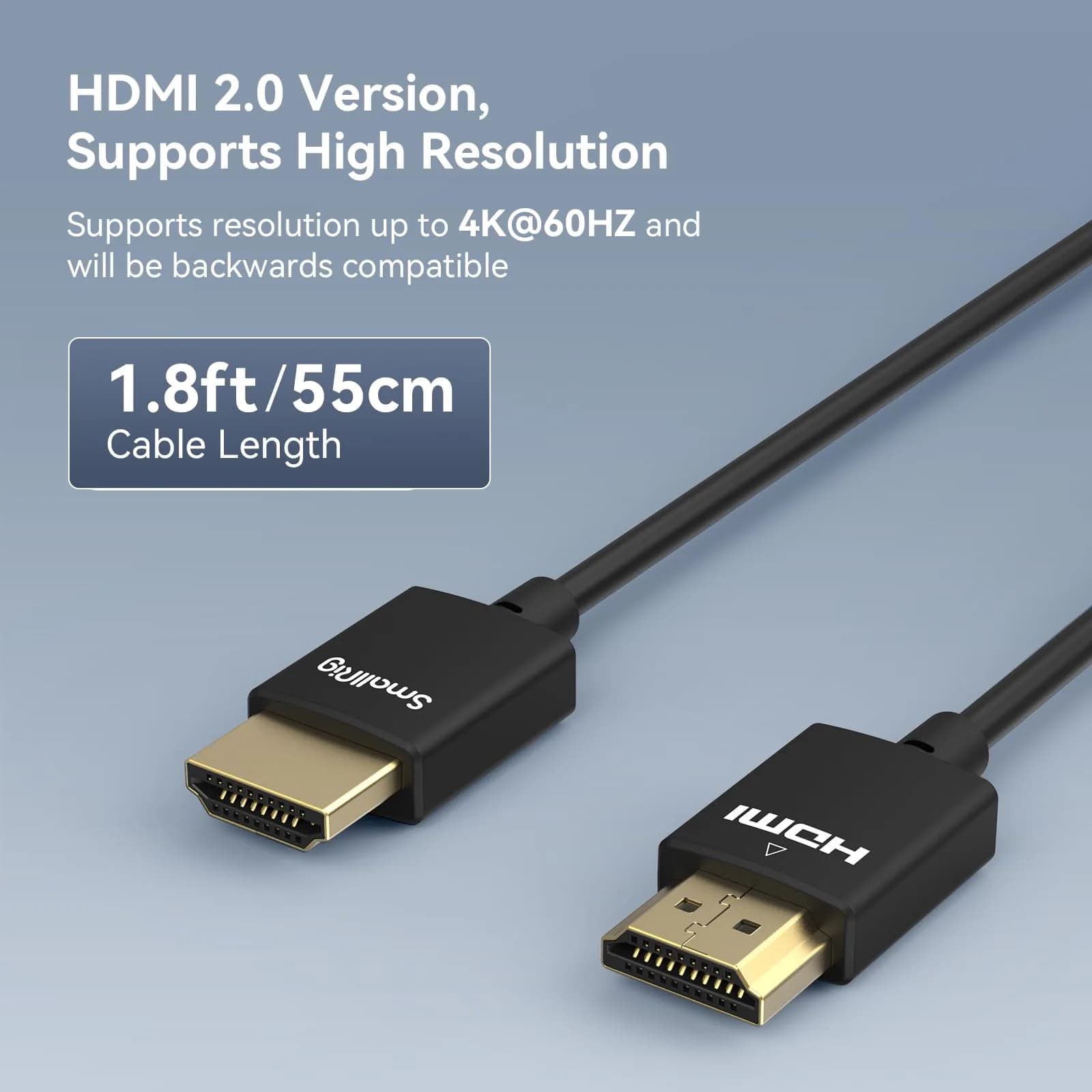 SmallRig Ultra-Slim HDMI Cable 55cm (1.8ft) | 4K@60Hz High Speed Data Transfer - view 3