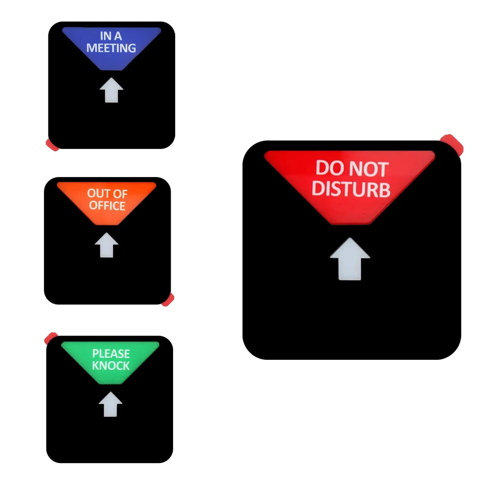LoYinLo Office Privacy Sign, Do Not Disturb/Please Knock/In Meeting/Out of Office Slider Sign, Black Square (5.1 inches) — Black