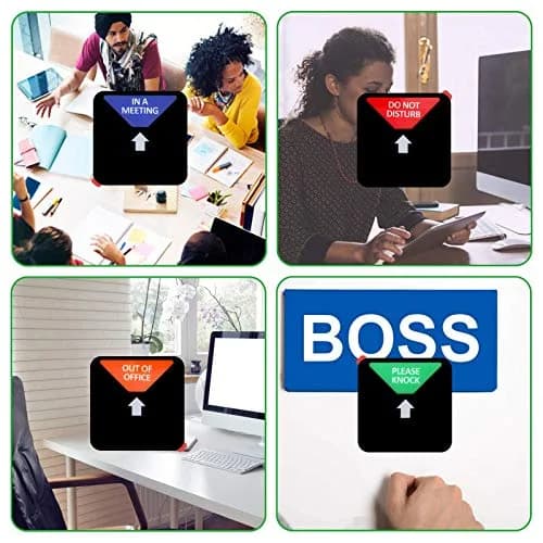 LoYinLo Office Privacy Sign, Do Not Disturb/Please Knock/In Meeting/Out of Office Slider Sign, Black Square (5.1 inches) thumbnail 7