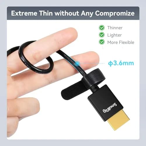 SMALLRIG Ultra-Slim HDMI Cable 35cm (1.15ft) | 4K@60Hz HDMI 2.0 Cord for Cameras, Monitors, Gimbals thumbnail 4