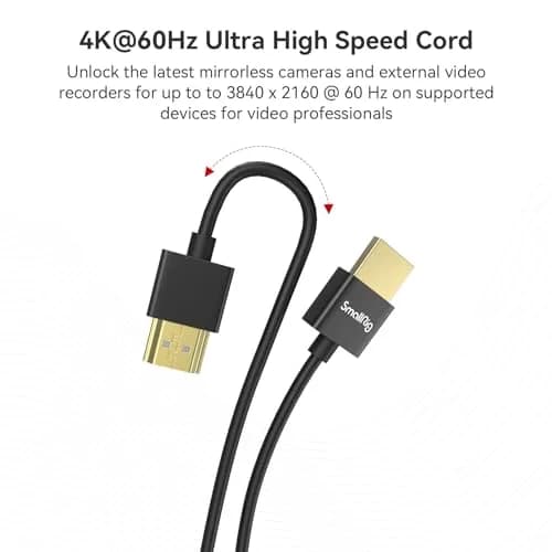 SMALLRIG Ultra-Slim HDMI Cable 35cm (1.15ft) | 4K@60Hz HDMI 2.0 Cord for Cameras, Monitors, Gimbals thumbnail 5