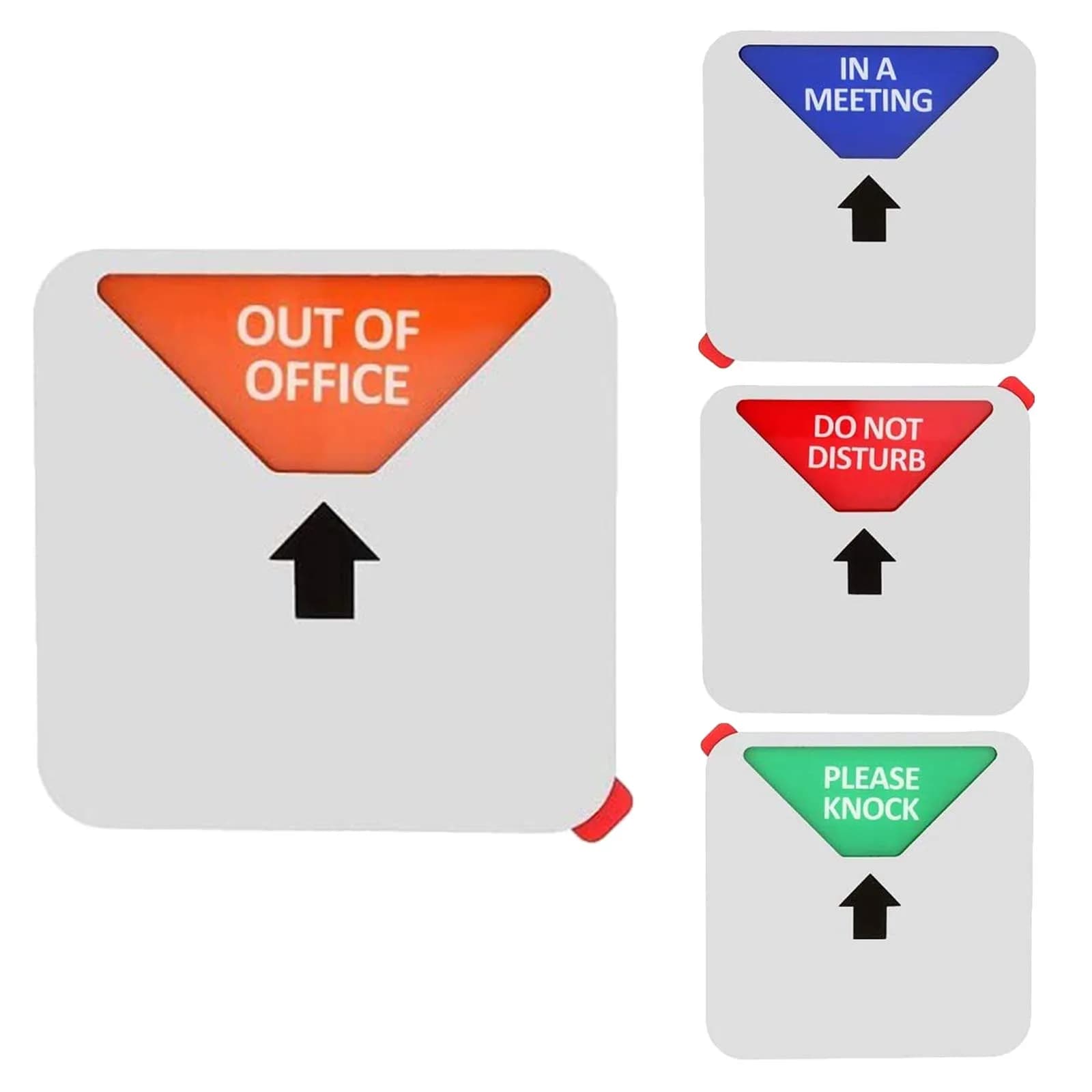 LoYinLo Office Privacy Sign - Do Not Disturb/Please Knock/Out of Office/In Meeting, Square Silver (5.1" x 5.1") — Silver