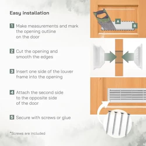Vent Systems White Plastic Door Air Vent Cover Grill 45cm (18" x 5") | Improves Airflow Between Rooms thumbnail 5