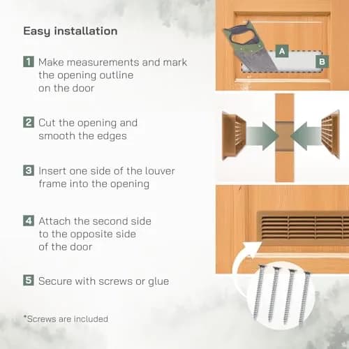 Vent Systems 18" x 5" Plastic Wood Color Door Air Vent Cover | 46cm x 13.5cm Louvered Register Grille for Interior Doors thumbnail 5
