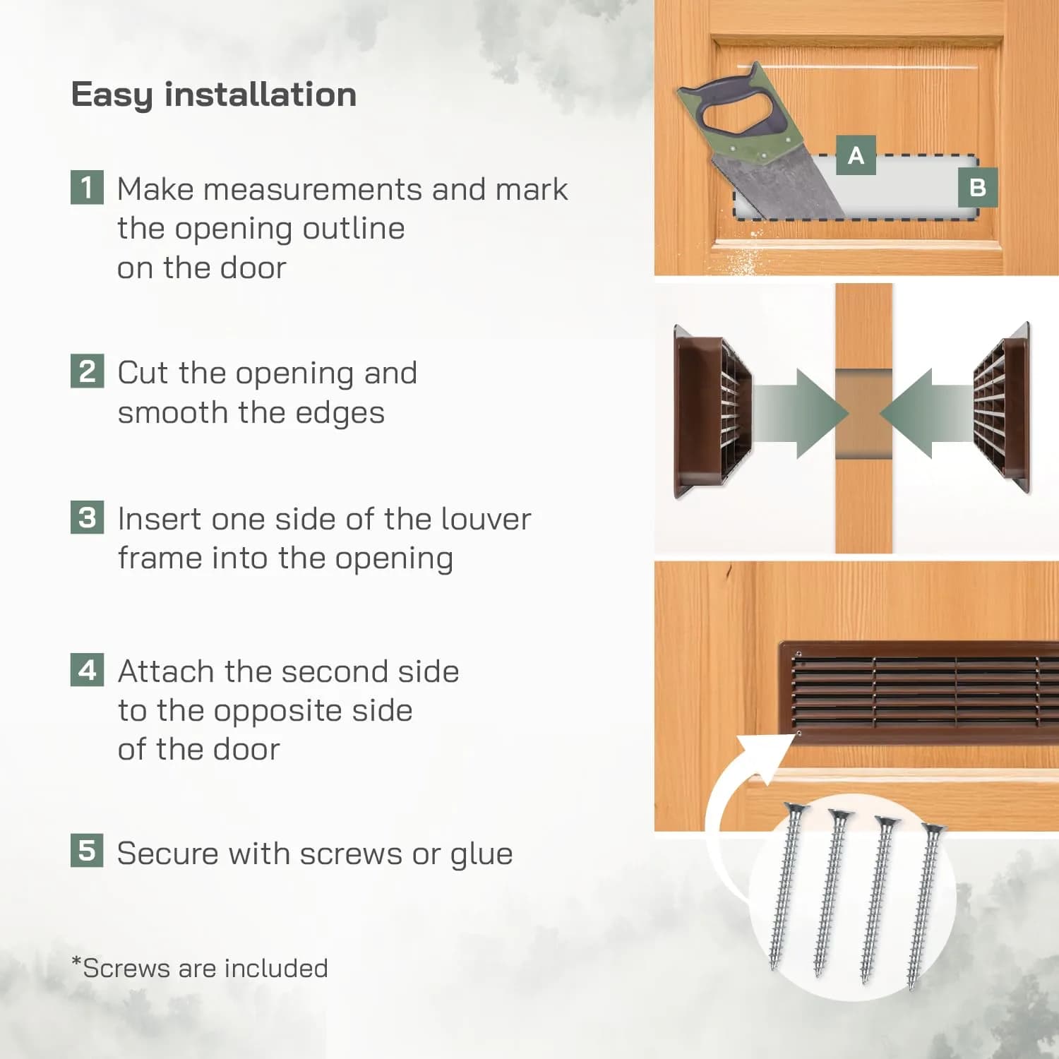 Vent Systems 18" x 5" Dark Brown Plastic Door Air Vent Cover | Louvered Ventilation Grill for Home, Cabinet, Furniture, Bathroom, Garage - view 4