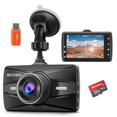 BOOGIIO 1080P Dash Cam with 32GB SD Card, 3-inch IPS Screen, 170° Wide Angle, Aluminum Alloy Case | Night Vision, WDR, Parking Monitor — 1080P