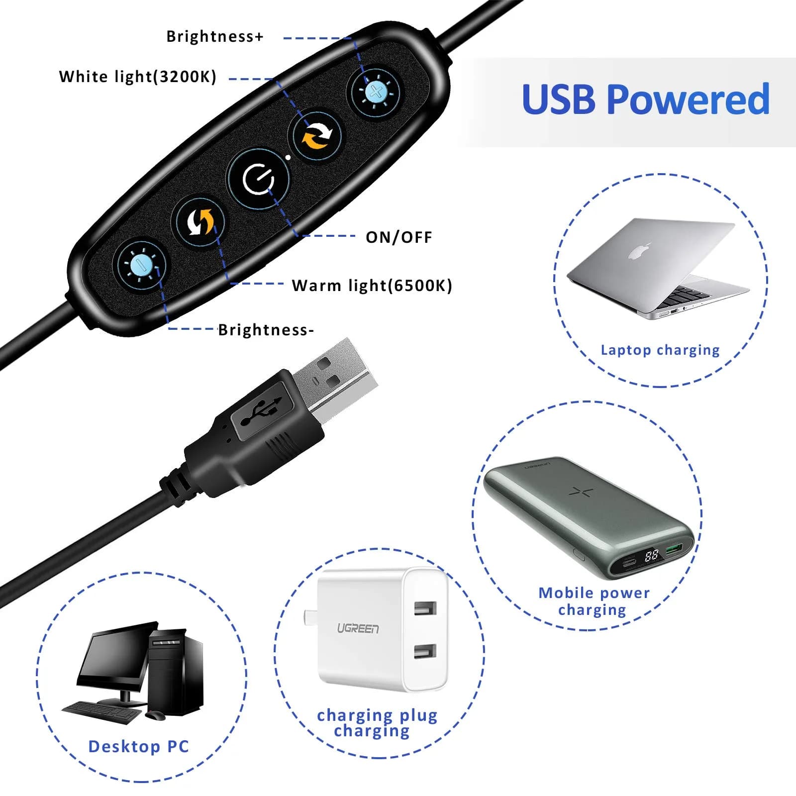 Cyezcor Video Conference Lighting Kit with Monitor Clip | 3200K-6800K Adjustable Light | 10W Brightness - view 6