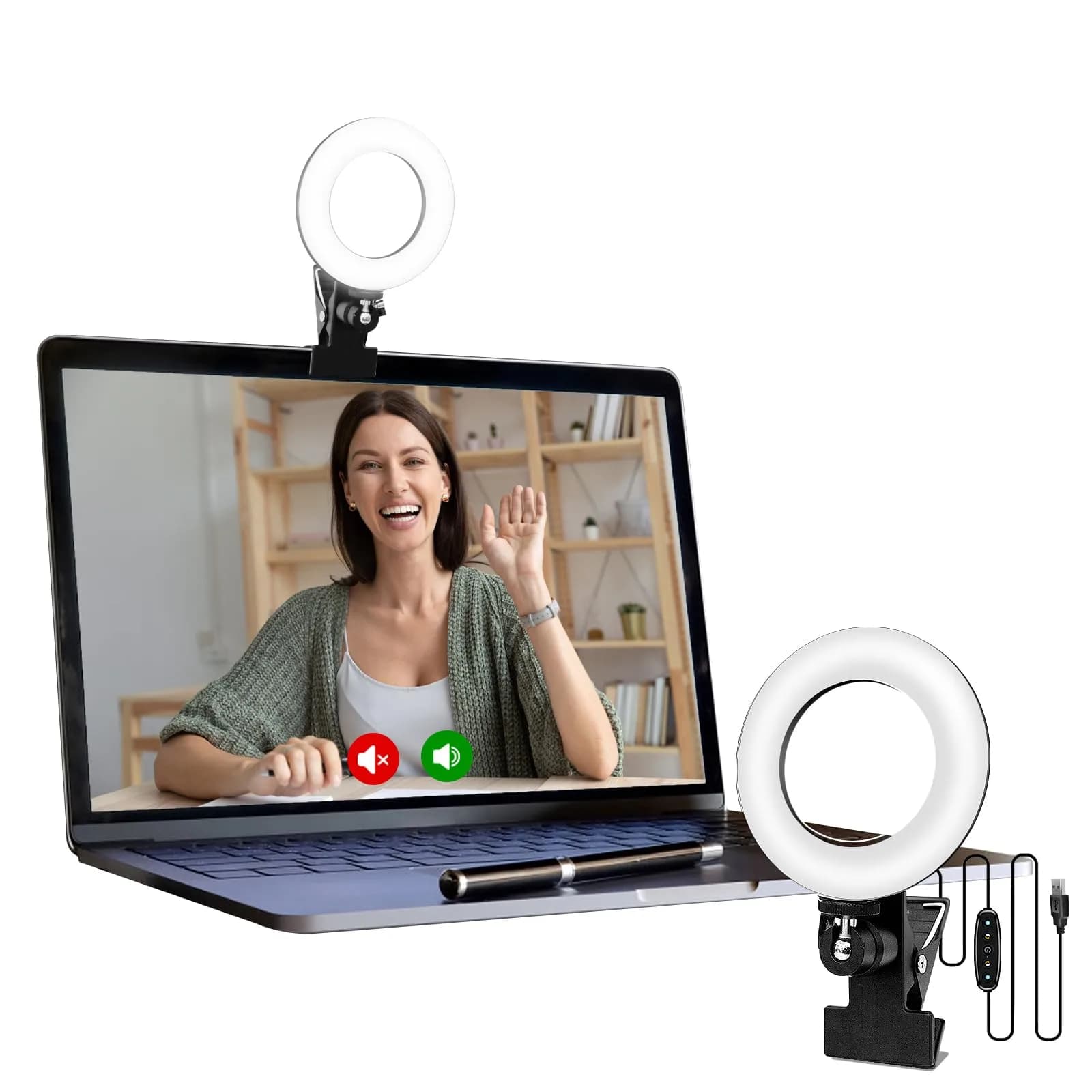 Cyezcor Video Conference Lighting Kit with Monitor Clip | 3200K-6800K Adjustable Light | 10W Brightness - view 8