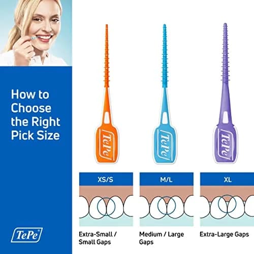TePe EasyPicks Dental Floss Picks M/L, Blue, 12 Count | Silicone Coated for Gentle Plaque Removal thumbnail 4