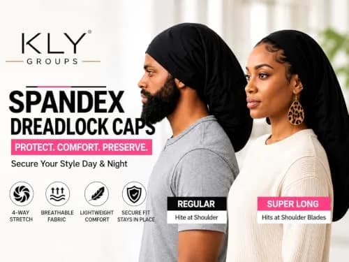 KLY Groups Loc Cap 2 Pack, Regular Spandex Dread Cap for Dreadlocks | Snug Fit for Shoulder-Length Locs, Starter Locs, Braids & Twists thumbnail 2