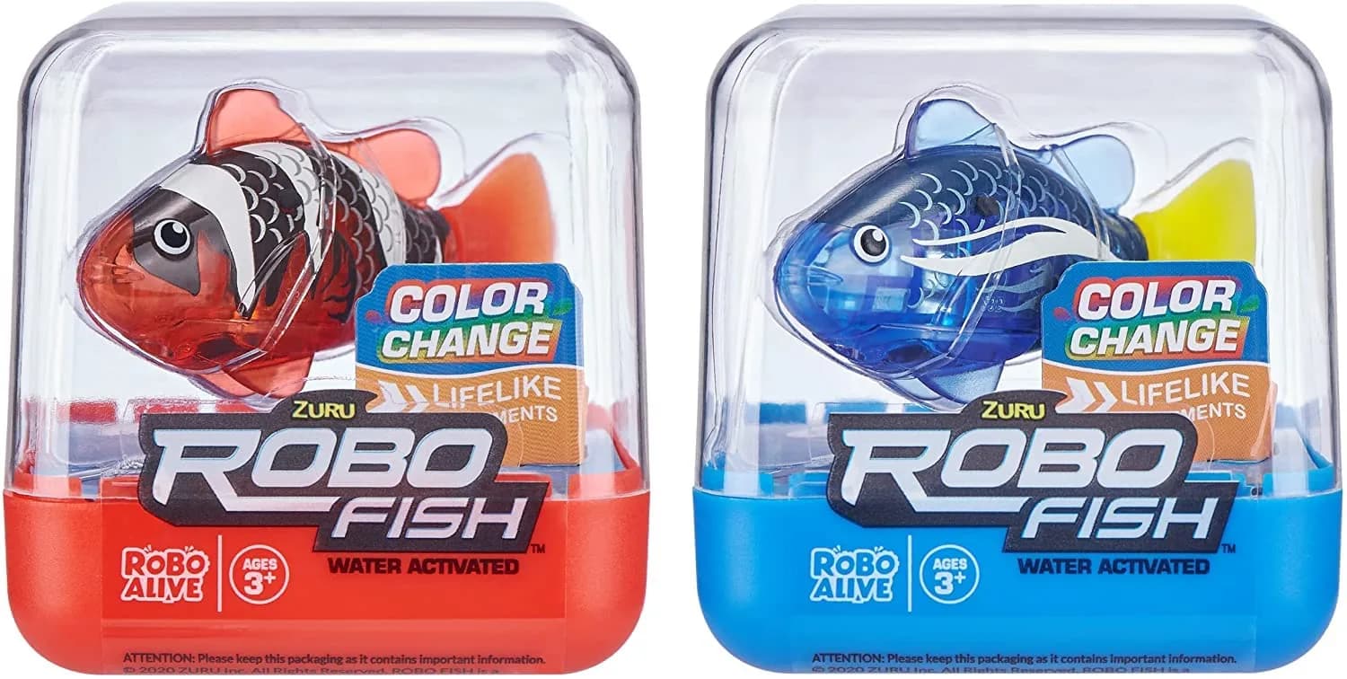 Robo Alive Robo Fish Robotic Swimming Fish 2 Pack (Blue + Red) | Water Activated Color Change Toy - main product image