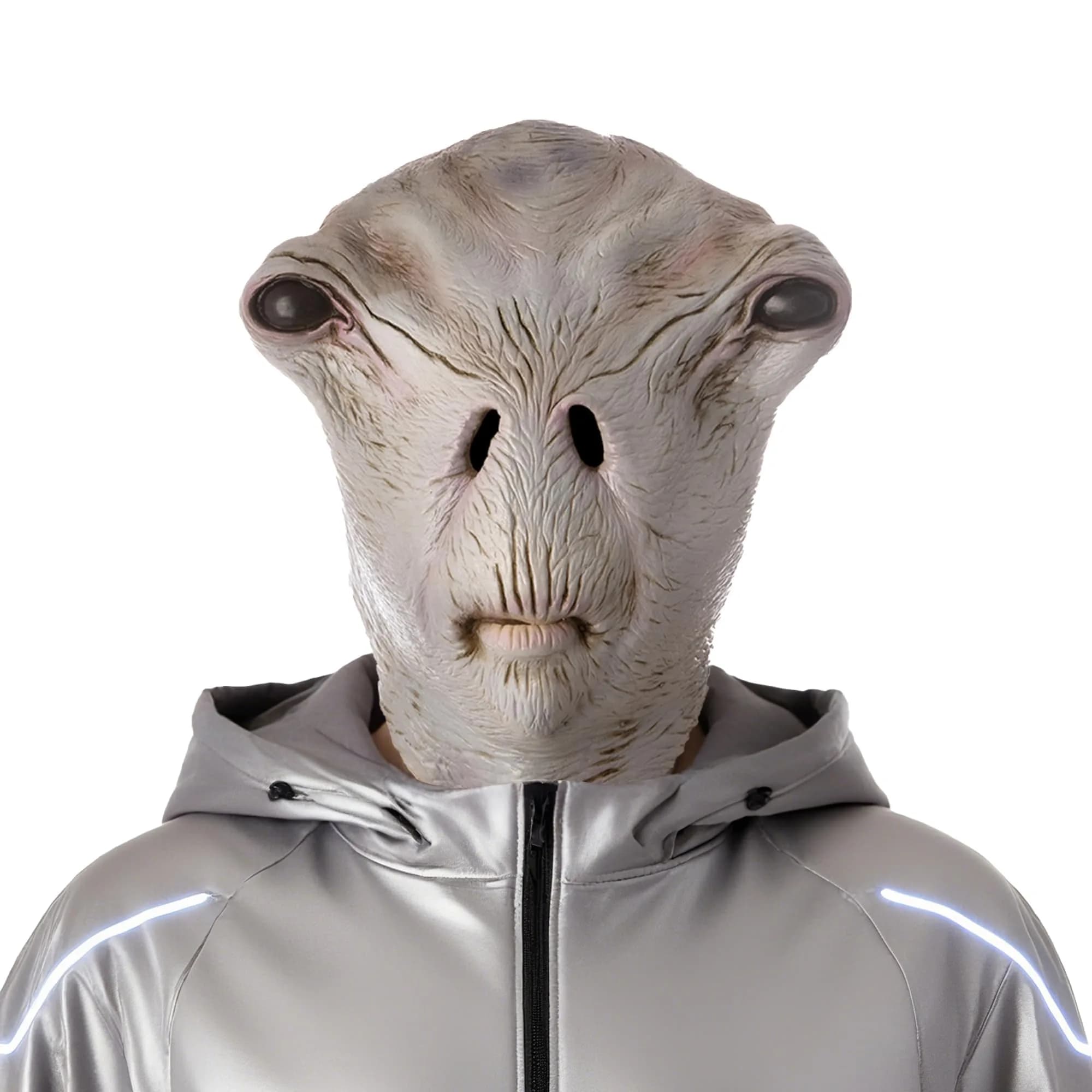AQKILO Alien Mask Full Head Costume for Halloween & Sci-Fi Events | Adult Unisex Gray Latex Mask — Gray