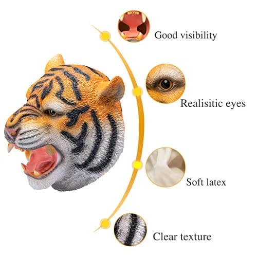 AQKILO Tiger Mask Full Head Animal Costume for Halloween | Playful Tiger Character for Parties & Stage thumbnail 4