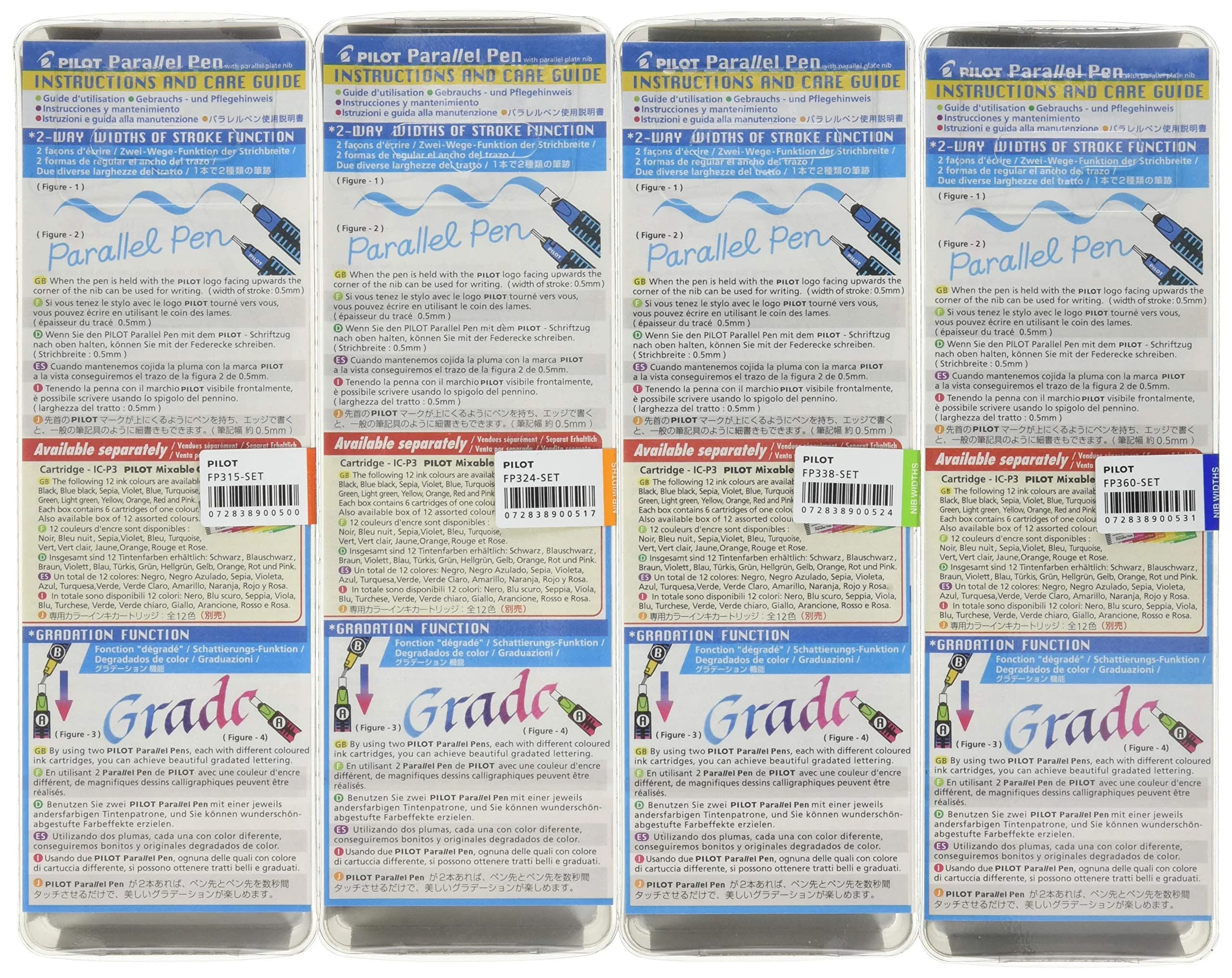 Pilot Parallel Calligraphy Pen Set with Bonus Ink Cartridge (1.5 mm, 2.4 mm, 3.8 mm, 6 mm) - view 2
