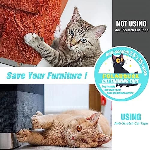 Polarduck Clear Cat Scratch Tape 2.5 inches x 15 Yards | Protects Furniture from Cat Scratches thumbnail 2