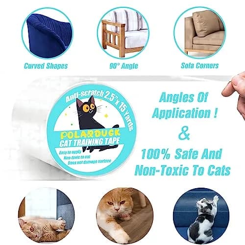 Polarduck Clear Cat Scratch Tape 2.5 inches x 15 Yards | Protects Furniture from Cat Scratches thumbnail 3