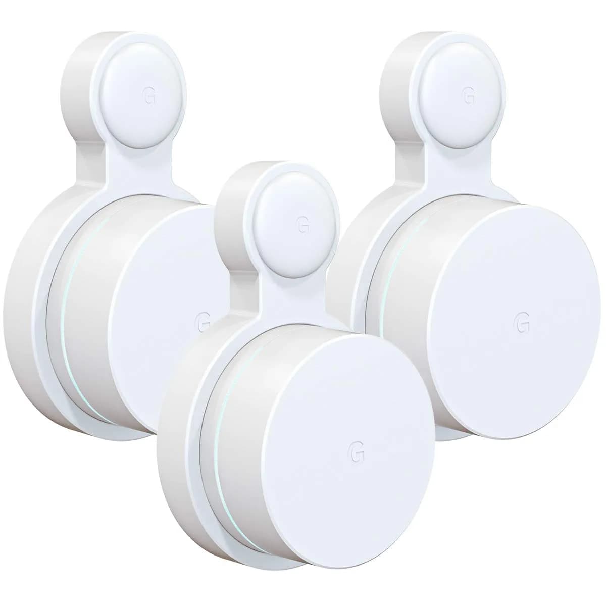 Pefecon 3 Pack Outlet Wall Mount for Google Wifi AC1200 (2020 Round Plug) | Cable Management & Space Saving — white