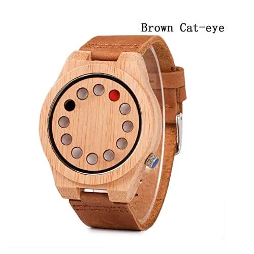BOBO BIRD Men's Bamboo Wooden Watch with Black Leather Strap & 12-Hole Timer Design | Japanese Quartz Movement thumbnail 4
