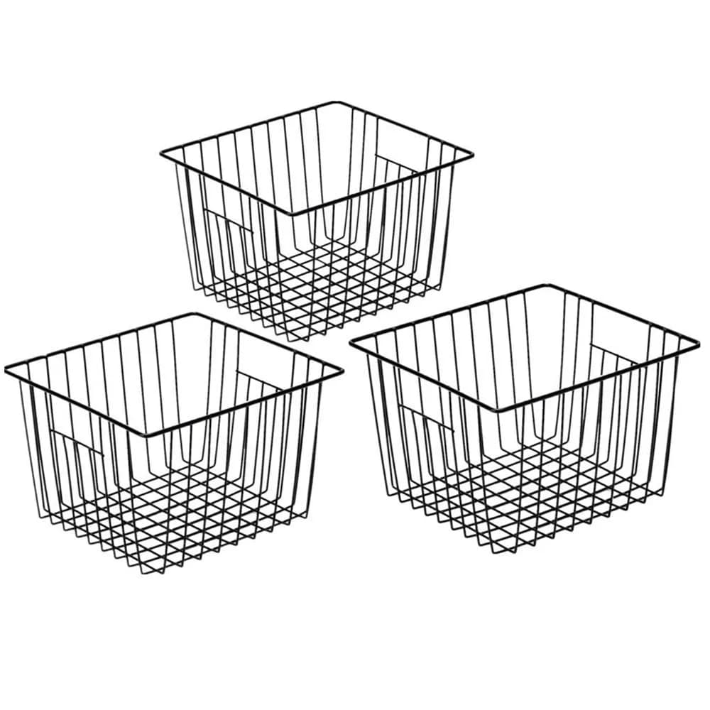 Slideep Metal Storage Baskets 3 Pack | Modern Farmhouse Kitchen Organizer 11in(L) x 10in(W) x 7in(H)