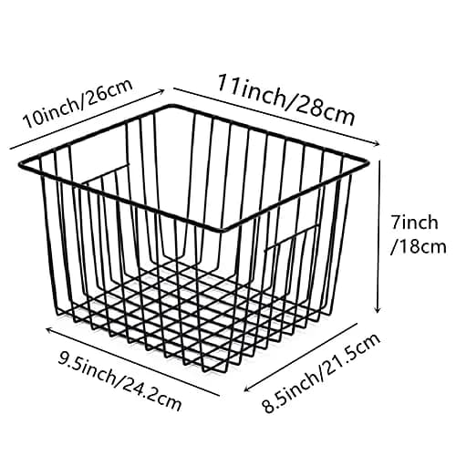 Slideep Metal Storage Baskets 3 Pack | Modern Farmhouse Kitchen Organizer 11in(L) x 10in(W) x 7in(H) thumbnail 4