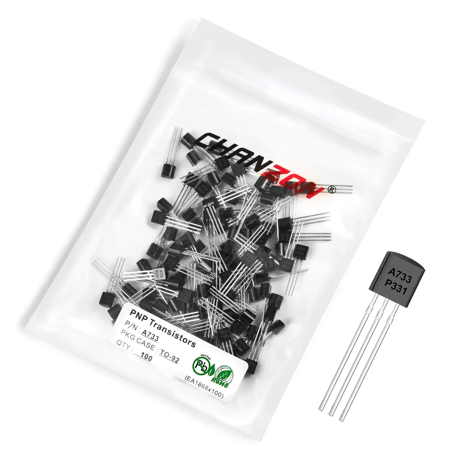 CHANZON PNP Power BJT Bipolar Junction Transistor TO-92 Pack of 100 | High-Performance Power Management