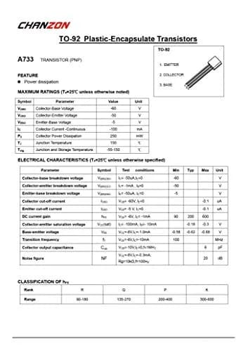 CHANZON PNP Power BJT Bipolar Junction Transistor TO-92 Pack of 100 | High-Performance Power Management thumbnail 4