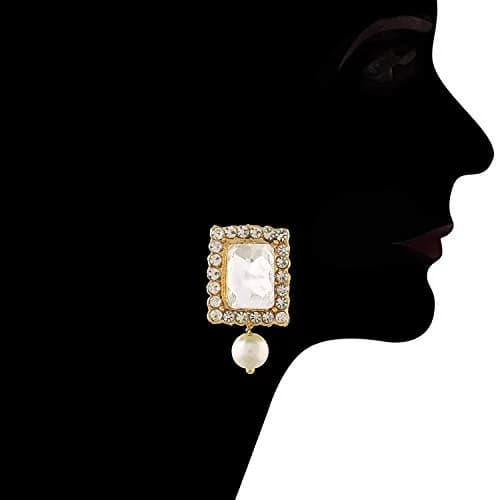 I Jewels Traditional Indian Bride Stone Pearl Choker Necklace & Earring Set | 26 cm Necklace Length thumbnail 6