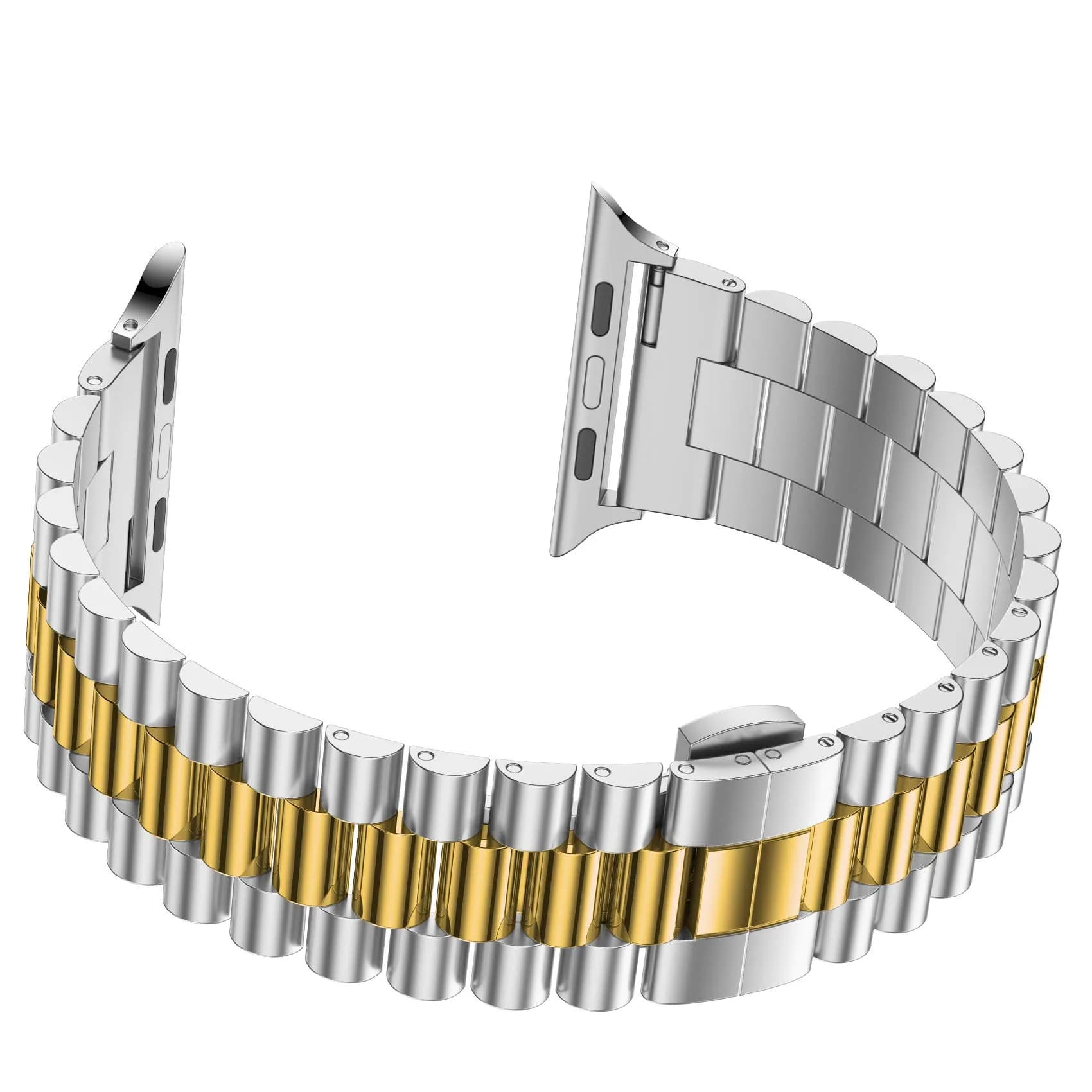 baozai 3Rows-Silver/Gold Stainless Steel Watch Band for Apple Watch Ultra 49mm, 46mm, 45mm, 44mm, 42mm Series 3/2/1 - view 3