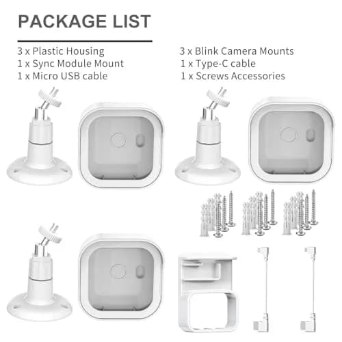 Pefecon 3-Pack Blink Outdoor Camera Housing & Mounts with Sync Module Mount, White | Weatherproof Protective Covers for Blink Outdoor 4/2K+ thumbnail 7