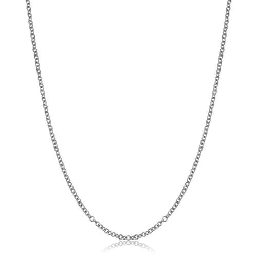 Kooljewelry 14k White Gold Filled Cable Chain Pendant Necklace 14 inch (35.56 cm) | Everyday Elegance thumbnail 1