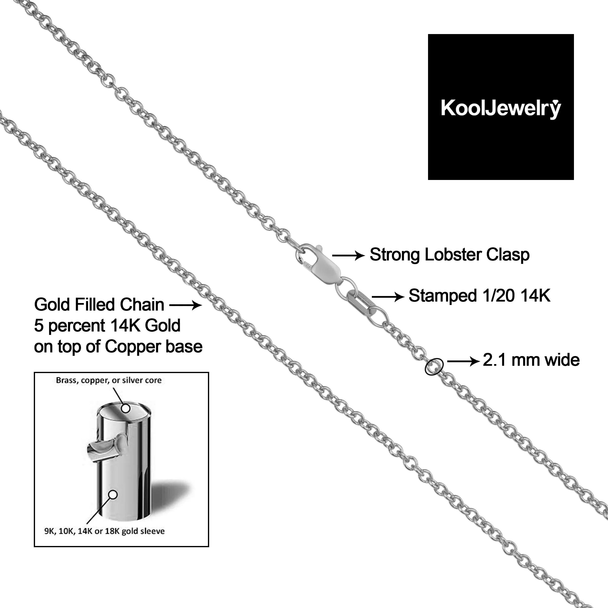 Kooljewelry 14k White Gold Filled Cable Chain Pendant Necklace 14 inch (35.56 cm) | Everyday Elegance - view 3