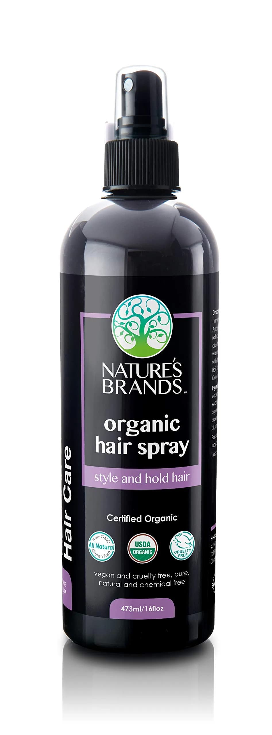 Nature's Brands Organic Hair Spray 16 Fl Oz | No Toxic Synthetic Chemicals, USDA Organic, Herbal Aroma — 16 Fl Oz