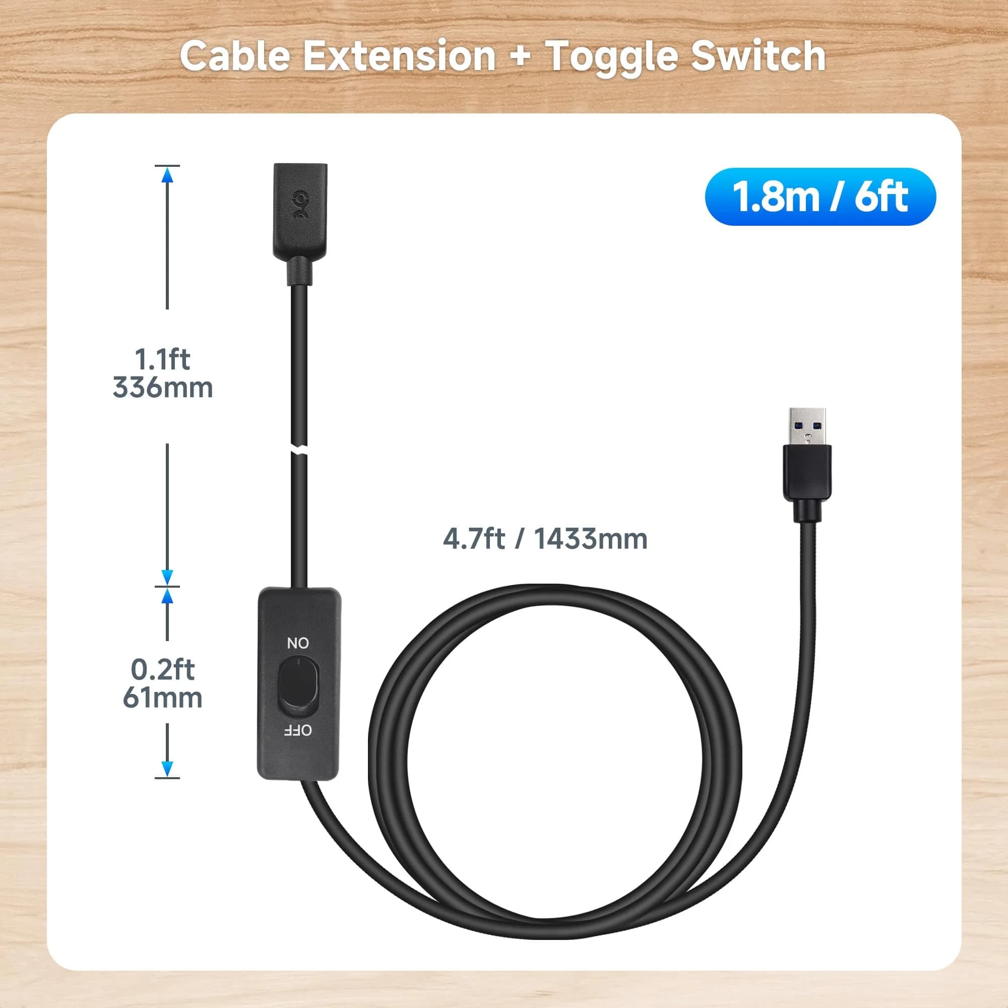 Cable Matters USB 3.0 Extension Cable 6ft (1.83m) with On/Off Switch | 5Gbps Data Transfer - view 5