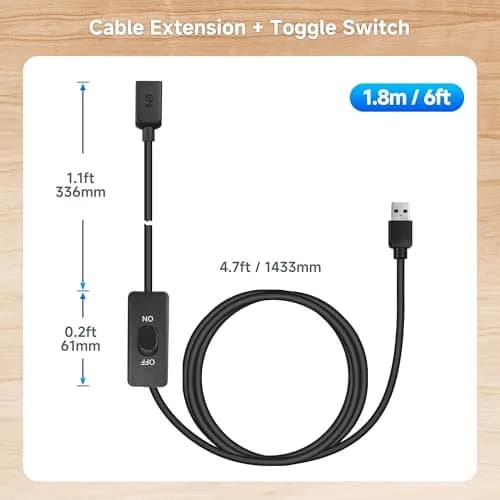 Cable Matters USB 3.0 Extension Cable 6ft (1.83m) with On/Off Switch | 5Gbps Data Transfer thumbnail 5