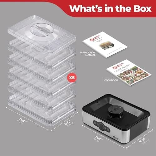 Magic Mill Food Dehydrator Machine | 5 Stackable Stainless Steel Trays, 48H Digital Timer & Temperature Control Up to 167°F thumbnail 8