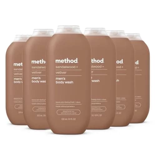 Method Men's Body Wash Sandalwood + Vetiver 283ml (9.5 Fl Oz) | Hydrating Formula for All Skin Types thumbnail 1
