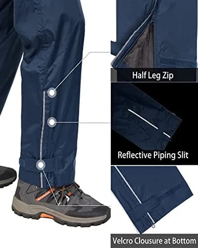 33,000ft Men's Rain Pants Waterproof Windproof Navy | Breathable, Seam-Sealed Outdoor Rainwear thumbnail 6