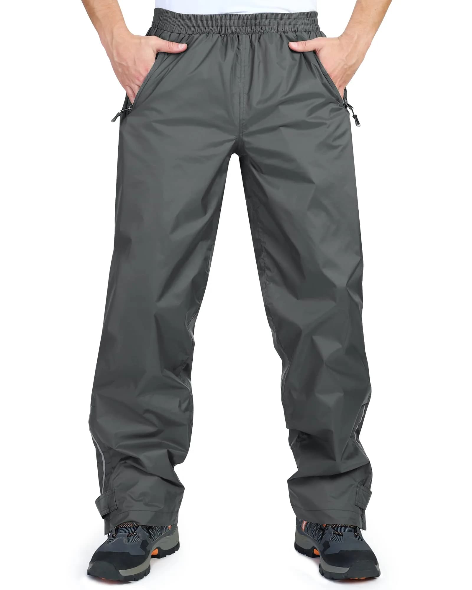 33,000ft Men's Rain Pants Waterproof Windproof Grey | Breathable, Seam-Sealed, Adjustable Fit — Grey
