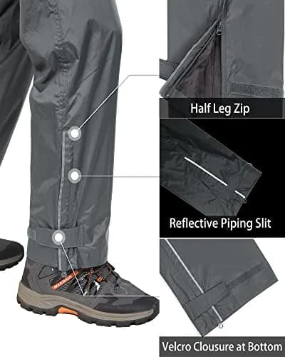 33,000ft Men's Rain Pants Waterproof Windproof Grey | Breathable, Seam-Sealed, Adjustable Fit thumbnail 5