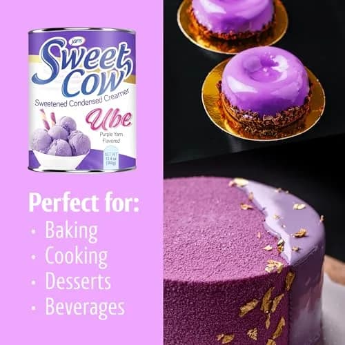 Jans Ube Flavored Sweetened Condensed Creamer 26.8 oz (2x13.4 oz Cans) | Authentic USA Import for Desserts & Baking thumbnail 4