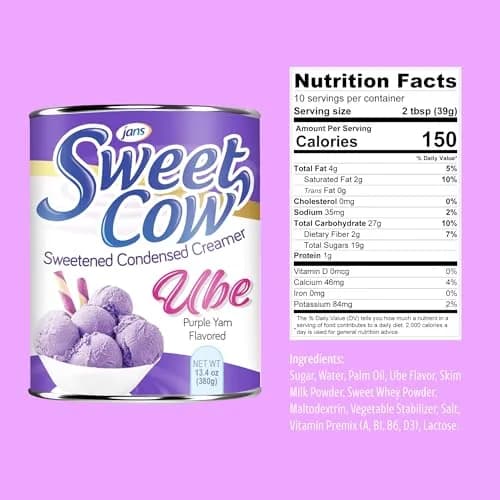 Jans Ube Flavored Sweetened Condensed Creamer 26.8 oz (2x13.4 oz Cans) | Authentic USA Import for Desserts & Baking thumbnail 3