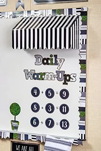 Teacher Created Resources Black & White Stripes Awning (TCR77505) | Classroom Decor with 3D Glamour (70-120 chars) thumbnail 2