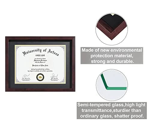 CORE ART 11x14 Diploma Frame with Mat for 8.5x11 Certificate, Brown | Modern Wood-Plastic Composite Document Frame thumbnail 4
