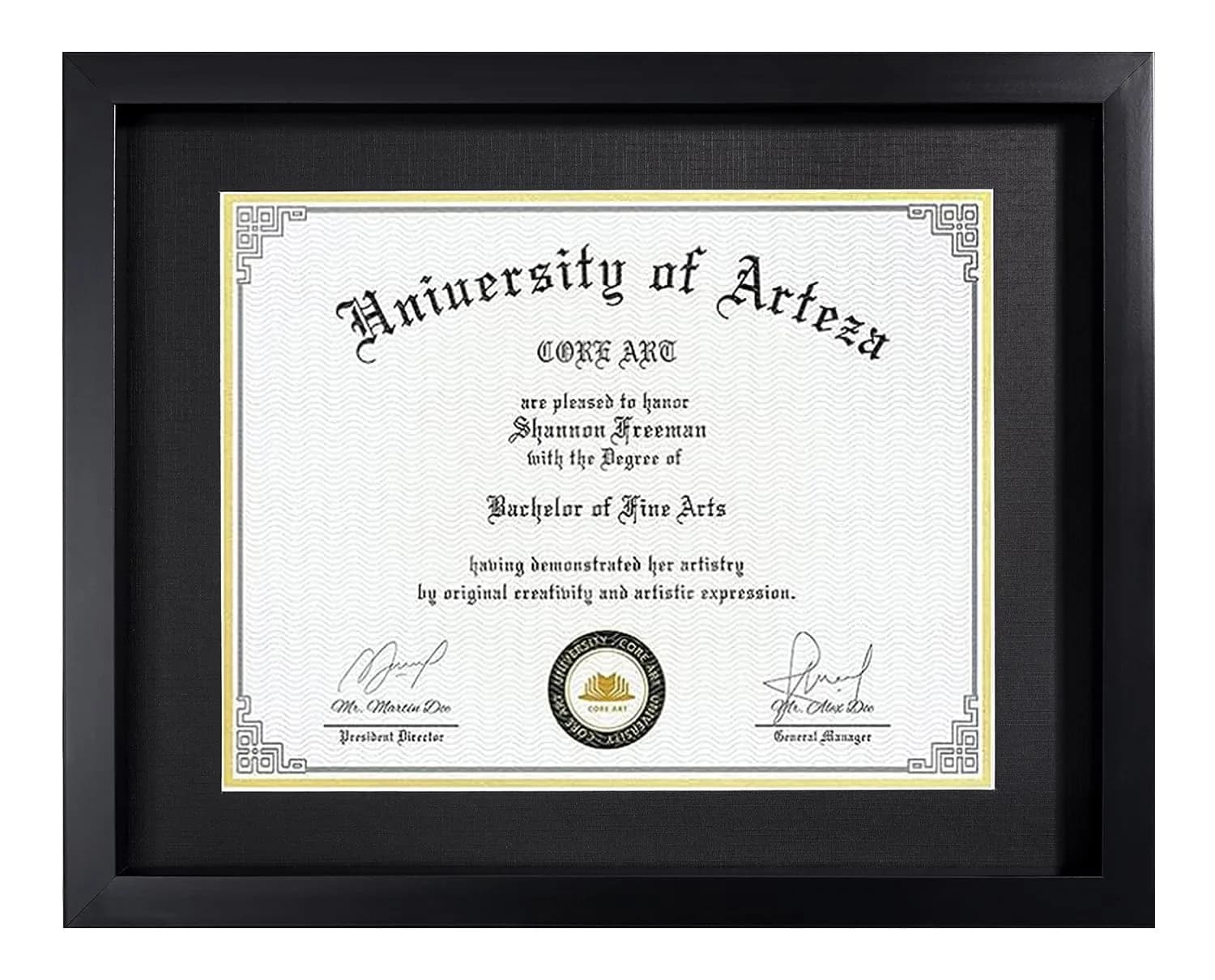 CORE ART Black 11x14 Inch (28x35.5 cm) Diploma Frame 2-Pack | Mat for 8.5x11 Inch (21.5x28 cm) Certificates — Black / 11x14 for 8.5x11