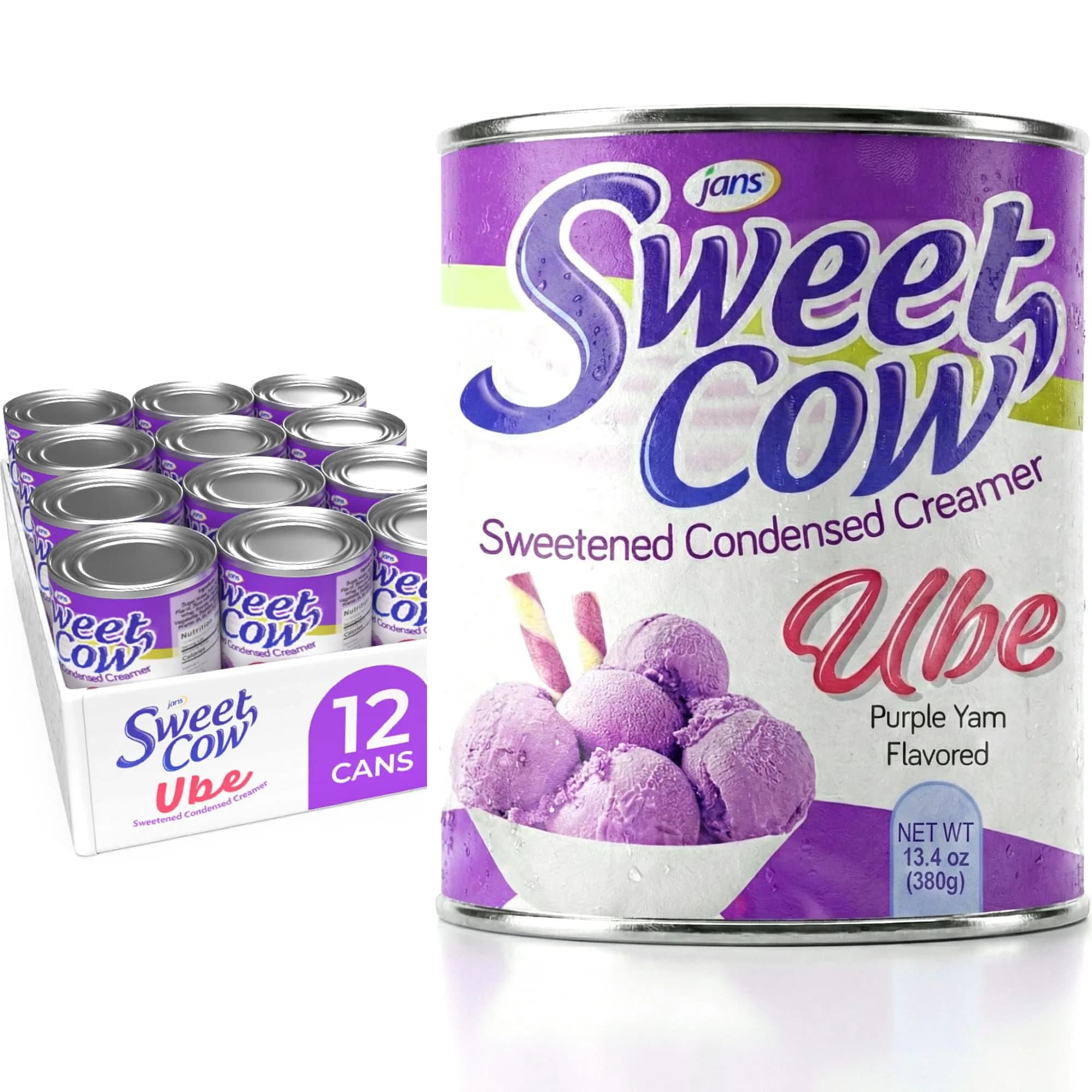 Jans Ube Condensed Milk 13.40 oz (379.9 g) Pack of 12 | Authentic Filipino Dessert Ingredient - main product image